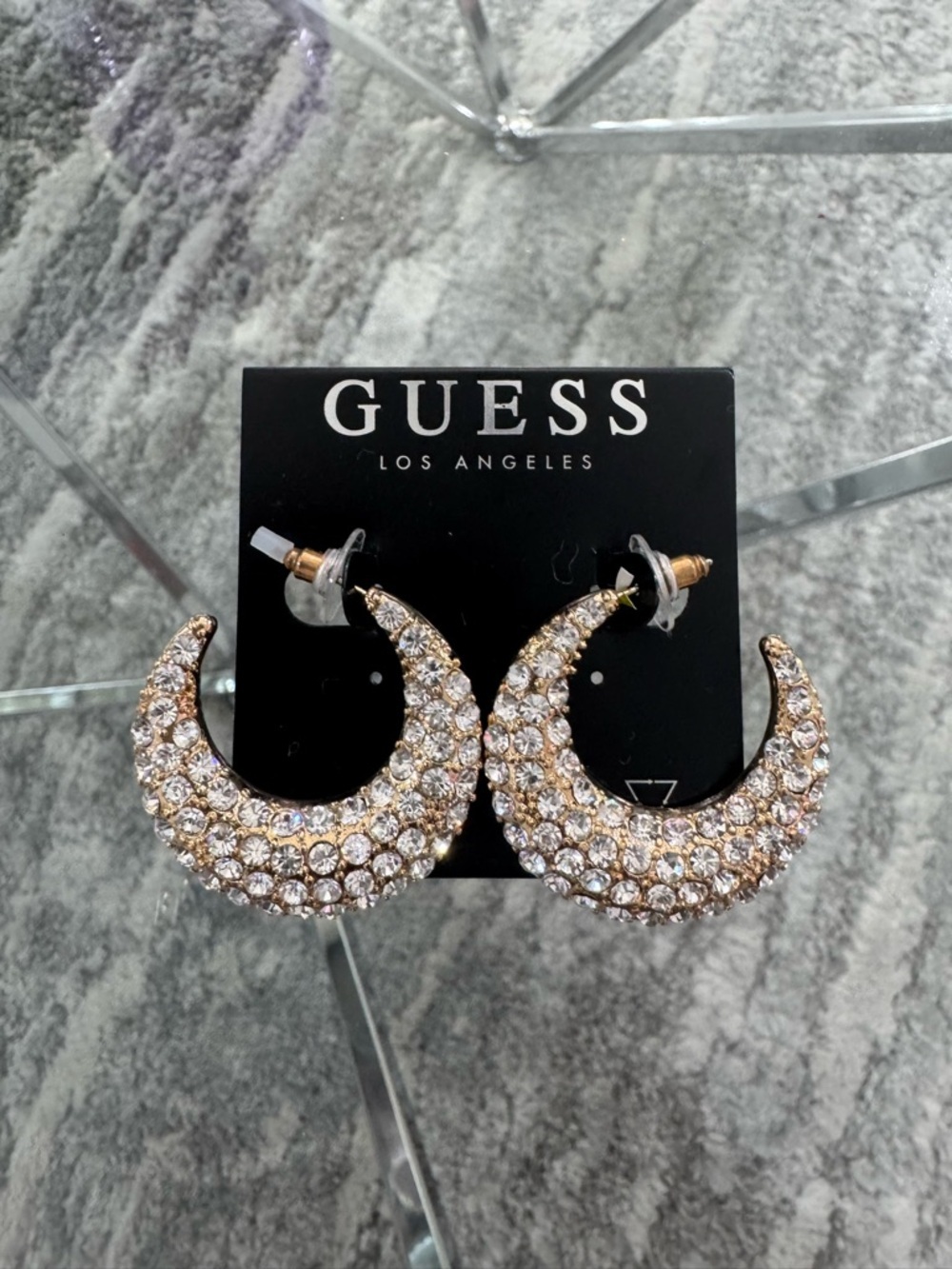 Gold Guess Rhinestone Earrings!
